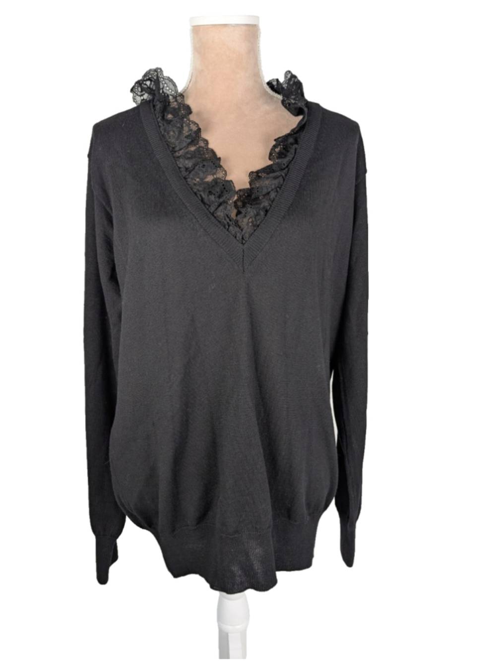 NWT FUZZI Jean-Paul Gaultier Sweater Lace Collar Virgin Wool Sz M Whimsygoth
